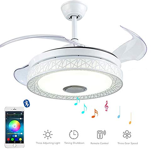 MORE CHANGE morechange 42 retractable ceiling fan with lights and remote control, invisible modern bluetooth chandelier fan lighting with