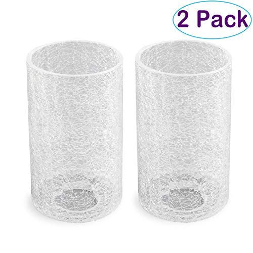 Eumyviv 2 Pack Clear Glass Lamp Shade with Crack Finish, Fixture Replacement Glass Globe or Lampshade with 1-5/8-Inch Fitter,