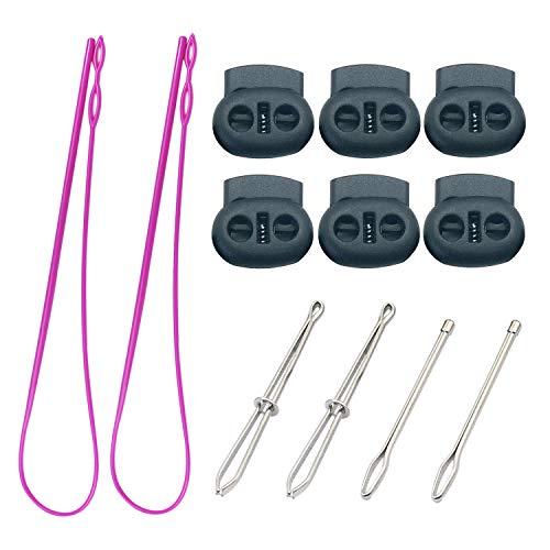 Luckkyme6 Pieces Easy Drawstring Threader Replacement Tool with 6 Pieces  Cord Locks