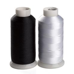 Simthreads 2 Bobbin Thread for Sewing and Embroidery Machine 1 Black and 1 White 5500 Yards Each - 60WT Polyester Bobbin Fill