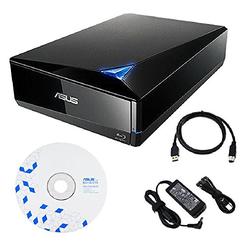 asus bw-16d1x-u 16x external blu-ray bdxl drive with bd suite disc usb 3.0 cable power adapter and cord