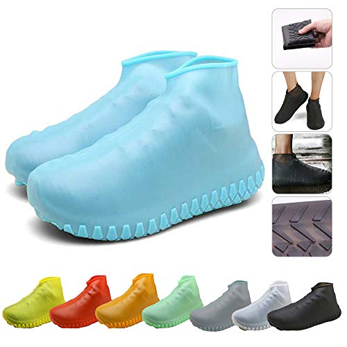 Nirohee Silicone Shoes Covers, Shoe Covers, Rain Boots Reusable Easy to Carry for Women, Men, Kids. (Blue, M)