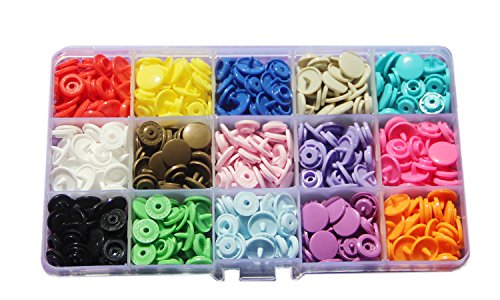 BetterJonny 15-Color KAM Snaps, 150 Sets with Storage Container Size 20 T5  Plastic Fasteners Punch Poppers Closures No-Sew