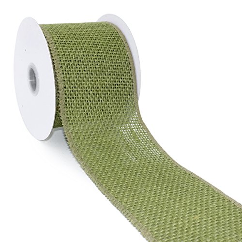 CT CRAFT LLC Burlap Wired Ribbon for Home Decor, Gift Wrapping, DIY Crafts, 2.5 Inch X 5 Yards X 1Roll, Sage Green