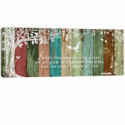 Welmeco Sweet Home Canvas Wall Art Family Tree Quote Canvas Prints Love Family Poster on Rustic Wooden Background Texture