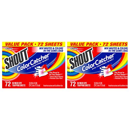 Shout Color Catcher Sheets for Laundry, Maintains Clothes Original Colors,  72 Count - Pack of 2 (144 Total Sheets)