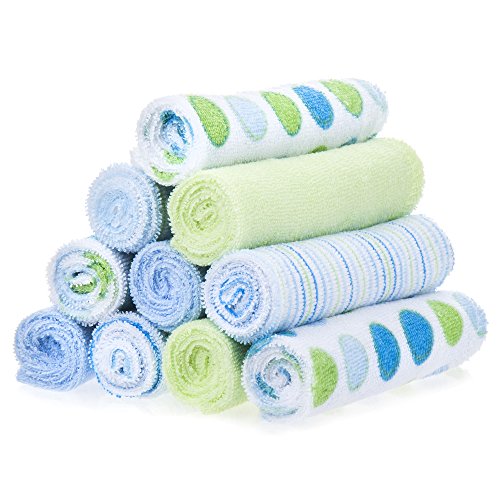 Spasilk 10 Pack Soft Terry Bath Washcloths â€“ Newborn Boy or Girl â€“ Baby Shower Gift