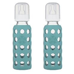 Lifefactory Glass Baby Bottle with Silicone Sleeve 9 Ounce, 2 Pack - Kale