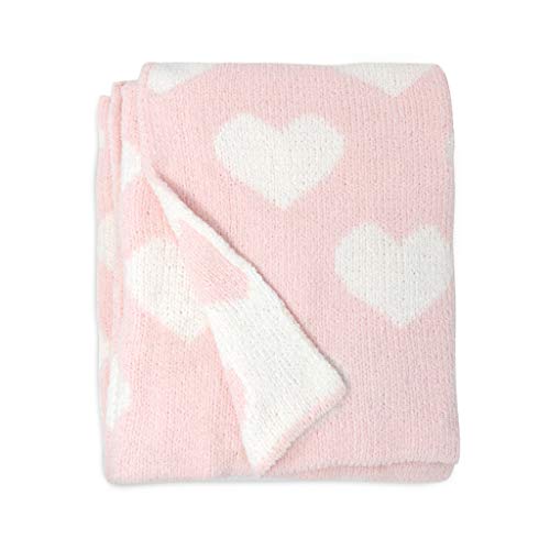 Living Textiles Pink Hearts Chenille Soft Baby Blanket Premium Cozy Fabric for Best Comfort - for