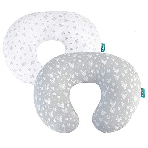 Biloban Nursing Pillow Cover Boys and Girls, Stretchy 100% Jersey Cotton Soft Breastfeeding Pillow Slipcover and Infant Nursing