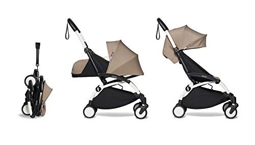 BABYZEN YOYO2 Complete 0+ and 6+ Stroller - White Frame with Taupe Fabrics