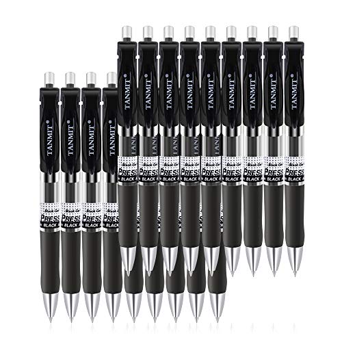 TANMIT BlackaInkaRollerballaPens Gel Pen, Tanmit Gel Pens Retractable Black  Ink Rollerball Pens Fine Point Ballpoint Smooth Writing Pen with Grips for  Office