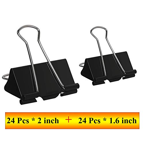 Ufmarine 48 Pcs Extra Large and Large Binder Clips, 2 Inch Width (24 Pcs)  and 1.6 Inch Width (24 Pcs)