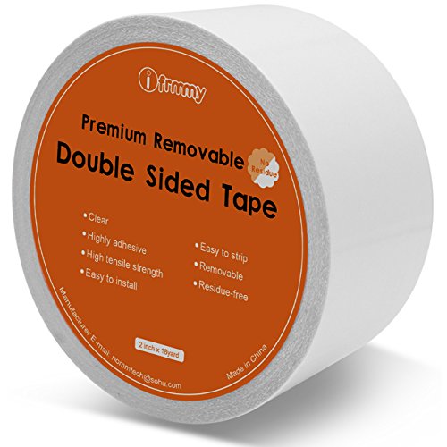 I FRMMY Removable Clear Double Sided Sticky Tape- No Residue, 2 Inches x 20  Yards
