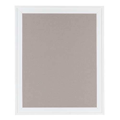 DesignOvation Bosc Framed Gray Linen Fabric Pinboard, 23.5x29.5, White