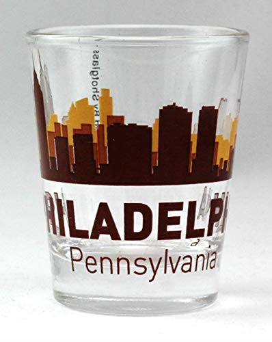 World By Shotglass Philadelphia Pennsylvania Sunset Skyline Shot Glass
