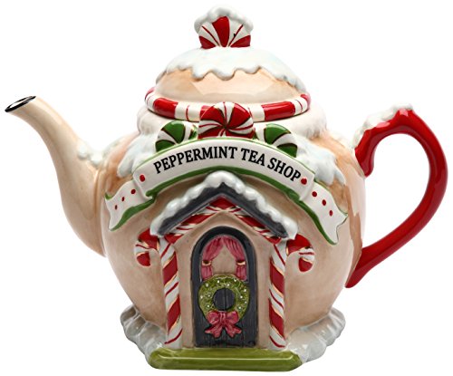 Cosmos Gifts Santa's Village Ceramic Teapot, 7-1/4-Inch