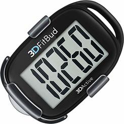 3DActive 3DFitBud Simple Step Counter Walking 3D Pedometer with Lanyard, A420S (Black with Clip)