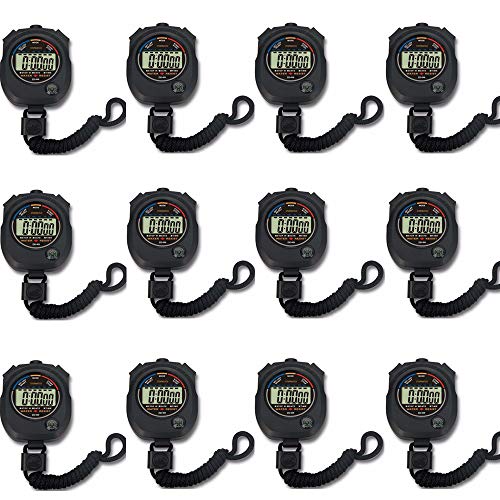 Pgzsy 12 Pack Multi-Function Electronic Digital Sport Stopwatch Timer, Large Display with Date Time and Alarm