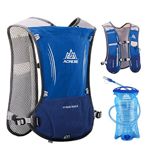 JEELAD 5L Running Hydration Vest Hydration Backpack for Marathon Jogging Biking Cycling (Blue (5L) - with 1.5L Water Bladder)