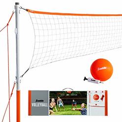 Franklin Sports Volleyball Set - Backyard Volleyball Net Set with Volleyball, Portable Net & Ground Stakes - Beach or