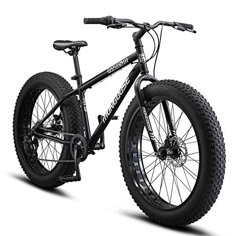 Mongoose Malus Fat Tire Bike with 26-Inch Wheels, with Steel Frame, and Mechanical Disc Brakes, Matte Black