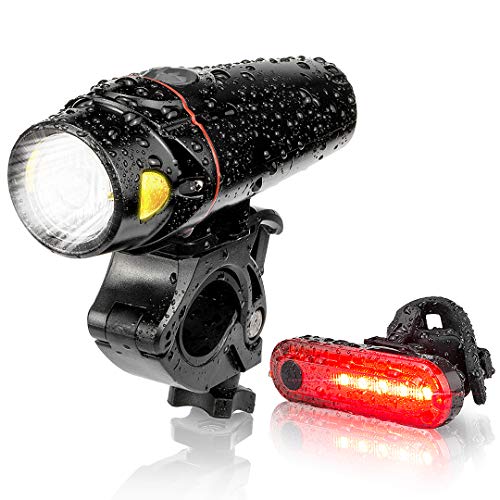 Autobag Bike Light Set, USB Smart Sensor Headlight Waterproof with Free Tail Light Runtime 10+ Hrs Bright Rechargeable Front