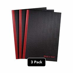 Black n' Red Casebound Hardcover Notebooks, Large, Black, 96 Ruled Sheets, Pack of 3 (73601)
