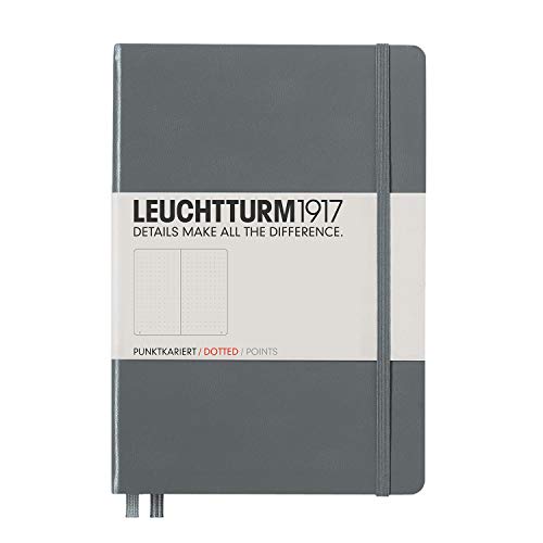 Leuchtturm1917 Medium A5 Dotted Hardcover Notebook (Anthracite) - 249 Numbered Pages