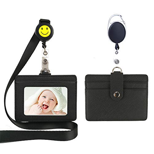 G66TCL8 Lucstar Badge Holder Reel Clip Retractable with Lanyard Snap Button  ID Card Holder Necklace Horizontal Vertical for Women