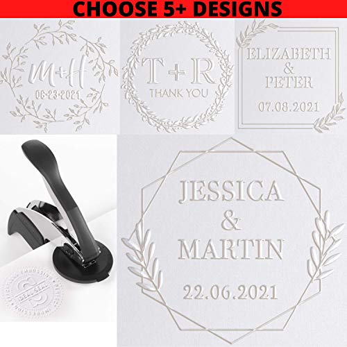 Stampi 723HSFL Personalized Library or Wedding Book Name Embosser Stamp, Wedding Embosser, Custom Wreath Embosser with Name