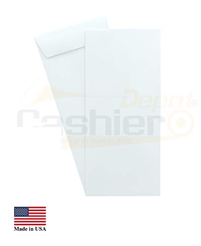 CASHIER DEPOT YOUR ONE STOP SHOP FOR ALL CASHIER'S NEEDS Cashier Depot No.10 Policy Envelopes (Open End), 4 1/8" x 9 1/2", White, Premium 24lb. Paper, Gum Flap (500 Envelopes)