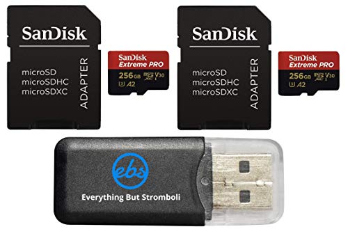 SanDisk 256GB Micro SDXC Extreme Pro Memory Card (2 Pack) Works with GoPro Hero 8 Black, Max 360 Cam U3 V30 4K Class 10