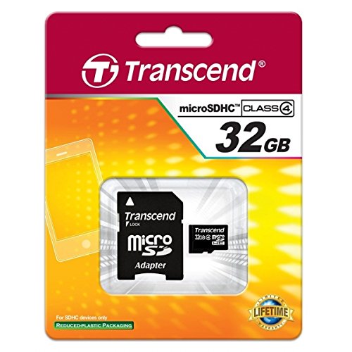 Transcend ACTIVEON LX Camcorder Memory Card 32GB microSDHC Memory Card with SD Adapter