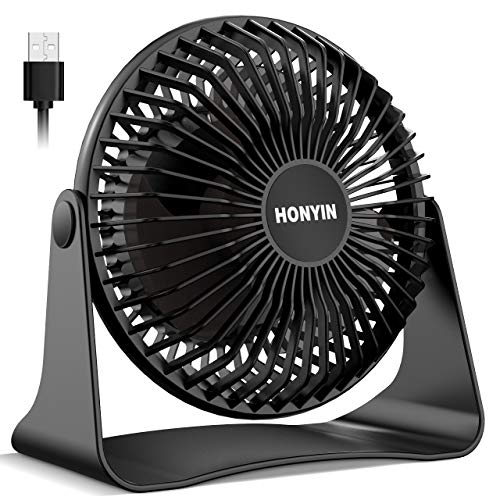 HONYIN 2020 New 6 Inch Small Desk Fan with Powerful Airflow, Quiet Operation Portable Fan, 3-Speed Adjustable and 360Â°Rotatable