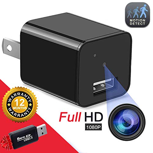 Tusionwin Hidden Camera Spy Camera Charger Full HD 1080P Surveillance Camera Mini Spy Nanny Camera Portable Hidden Cam 2020