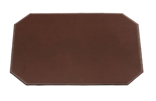 Dacasso Cut Corner Brown Leatherette Placemat, 17-Inch by 12-Inch