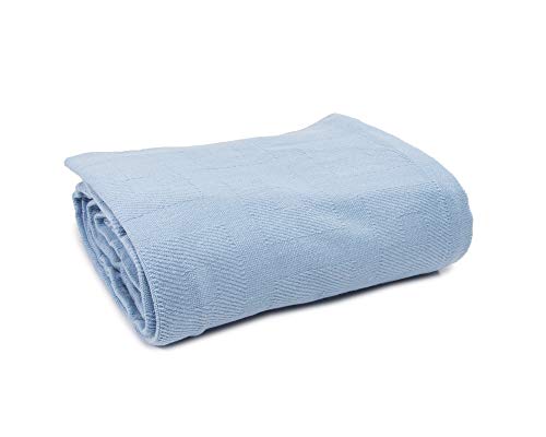 Linteum Textile Supply Linteum Textile (74x100 in, Blue) Hospital Thermal  SNAGLESS Spread Blanket, 100% Cotton