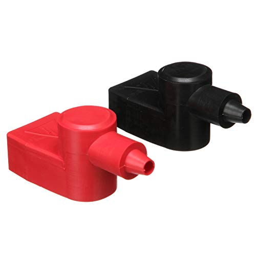 Seachoice 13701 Marine Type Battery Terminal Covers - Includes 1 Red and 1 Black Cover - Accommodates Wing Nuts