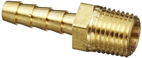 Anderson Metals 57001-0404 Brass Hose Fitting, Adapter, 1/4" Barb x 1/4" NPT Male Pipe