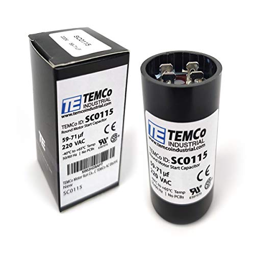 TEMCo Industrial TEMCo 59-71 uf/MFD 220 VAC Volts Round Start Capacitor 50/60 Hz AC Electric - Lot -1
