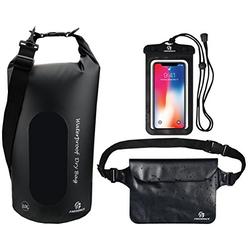 Freegrace Waterproof Dry Bags Set of 3 Dry Bag with 2 Zip Lock Seals & Detachable Shoulder Strap, Waist Pouch & Phone Case - Can