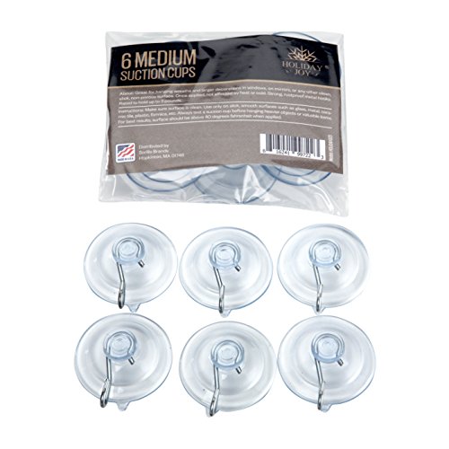 Holiday Joy - World's Strongest All Purpose 1 3/4 inch Suction Cups with Hooks - Made in USA (6 Medium)