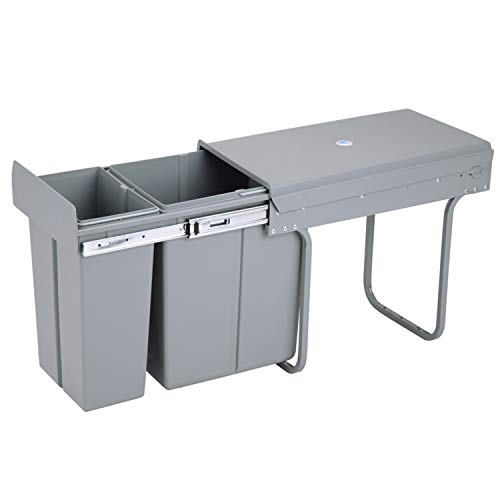 LeHom Lehom Sliding Pull Out Under Counter Recycling Trash Can