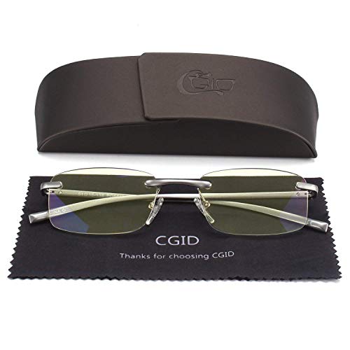 CGID Unisex Lightweight Rimless Frameless Rectangle Reading Glasses Mens Womens Spring Hinge Fashion Readers Reading Glasses +1.00