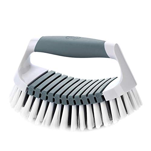 Joy Mangano MiracleClean Flexi-Curve All Purpose Heavy Duty Scrub Brush with Comfort Grip for Kitchen, Bathroom, Floor,