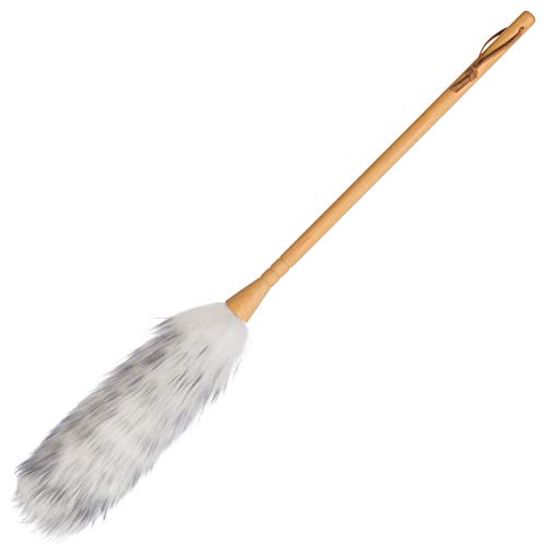 Redecker Lambskin Duster, Natural Magnet for Dust and Fine Particles, Cleans Without Scratching, 29-1/2 inches, Made in