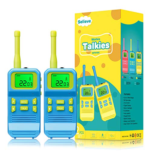 Selieve Gifts for 3-5 Year Old Boys, Kids Outdoor Toys 2 Way Radios 22 Channels 3 KMs Long Range with Backlit LCD Flashlight,