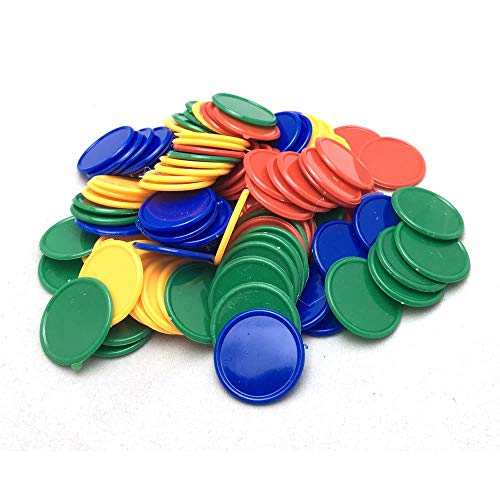 Smartdealspro Set of 100 1 Inch Plastic Learning Counting Counters Game Tokens Mini Poker Chips-Random Color