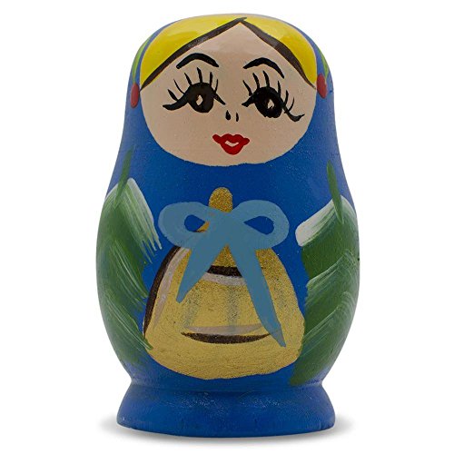 BestPysanky Blue Wooden Russian Nesting Doll Fridge Magnet